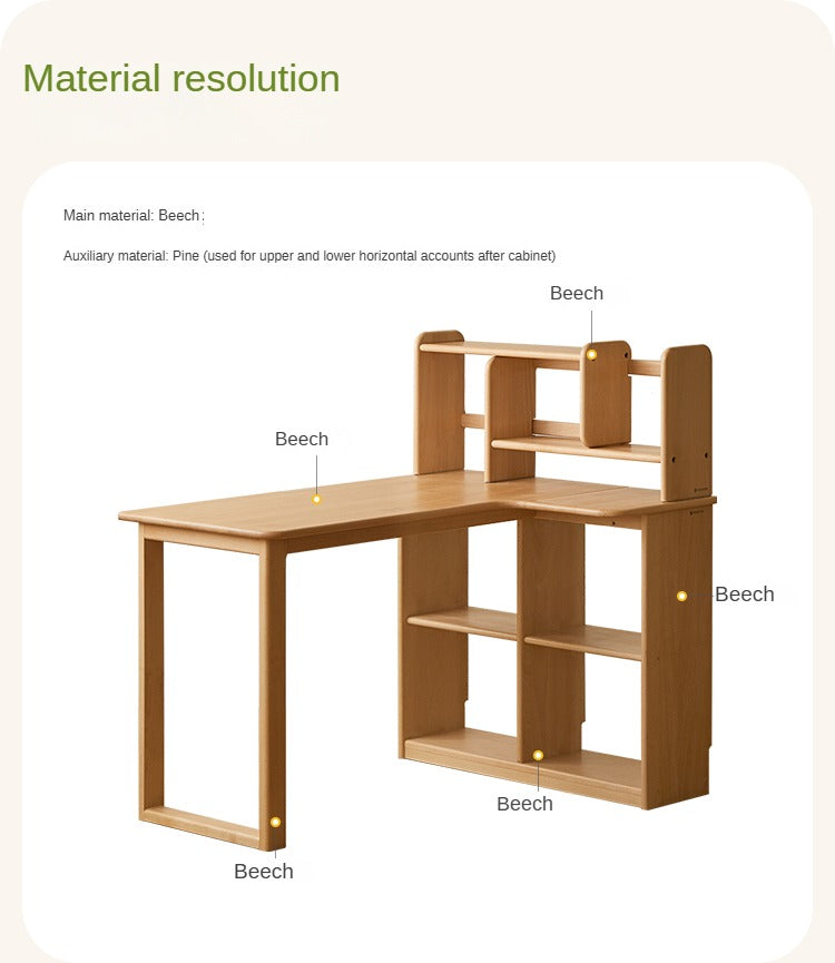 Beech solid wood children's corner desk