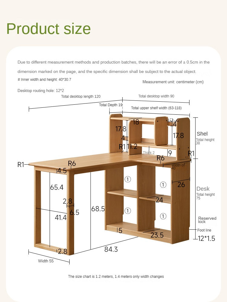 Beech solid wood children's corner desk