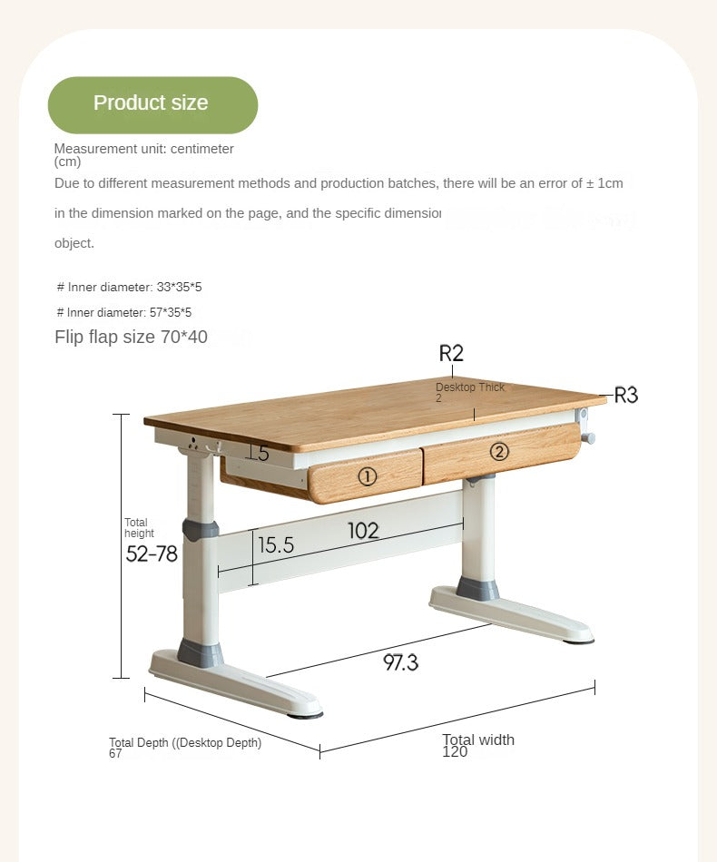 Oak Solid Wood Children's Study Desk Bookshelf