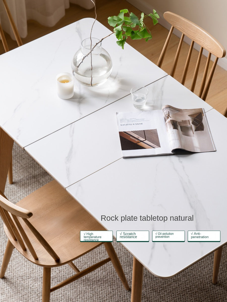 Ash, Cherry, Oak Solid Wood Rock Retractable Rectangular Table