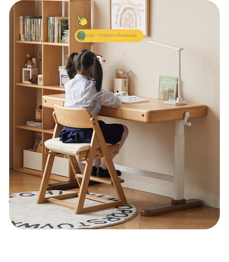 Beech Solid Wood Study Hand Crank Lift Children's Table