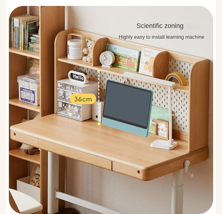 Beech Solid Wood Study Hand Crank Lift Children's Table