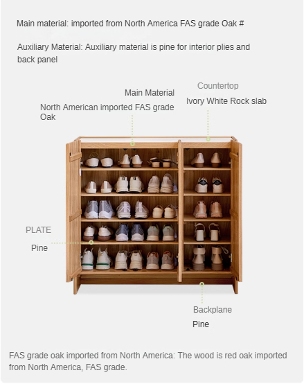 Oak solid wood modern simple rock plate shoe cabinet