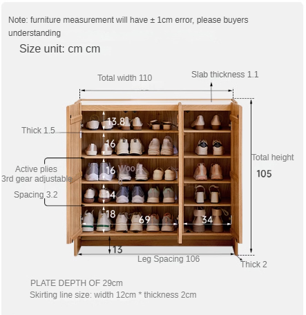 Oak solid wood modern simple rock plate shoe cabinet