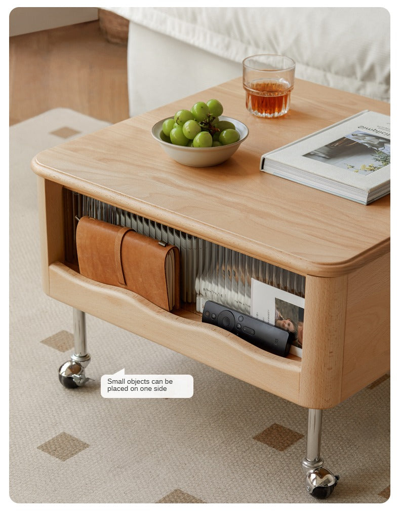 Beech solid wood lifting movable trolley coffee table