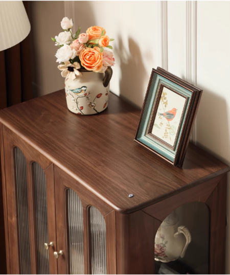 Black Walnut Solid Wood Retro Side Cabinet