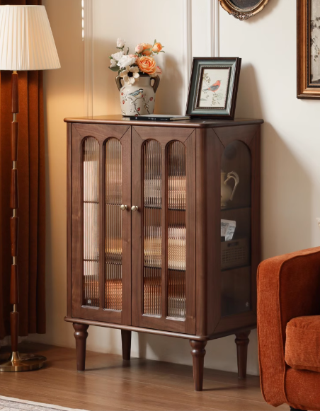 Black Walnut Solid Wood Retro Side Cabinet