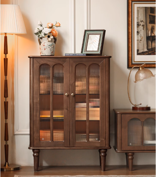 Black Walnut Solid Wood Retro Side Cabinet