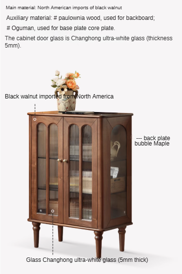 Black Walnut Solid Wood Retro Side Cabinet