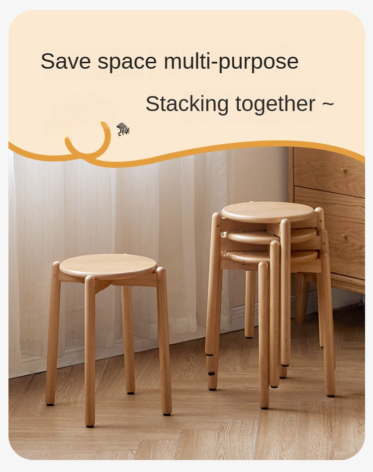 Beech solid wood stackable stools