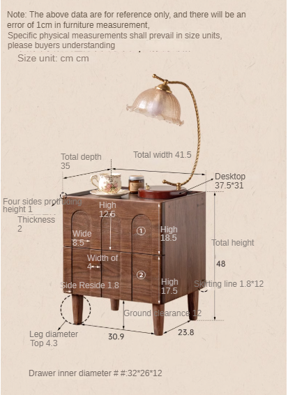 Black Walnut Solid Wood Modern Simple Nightstand