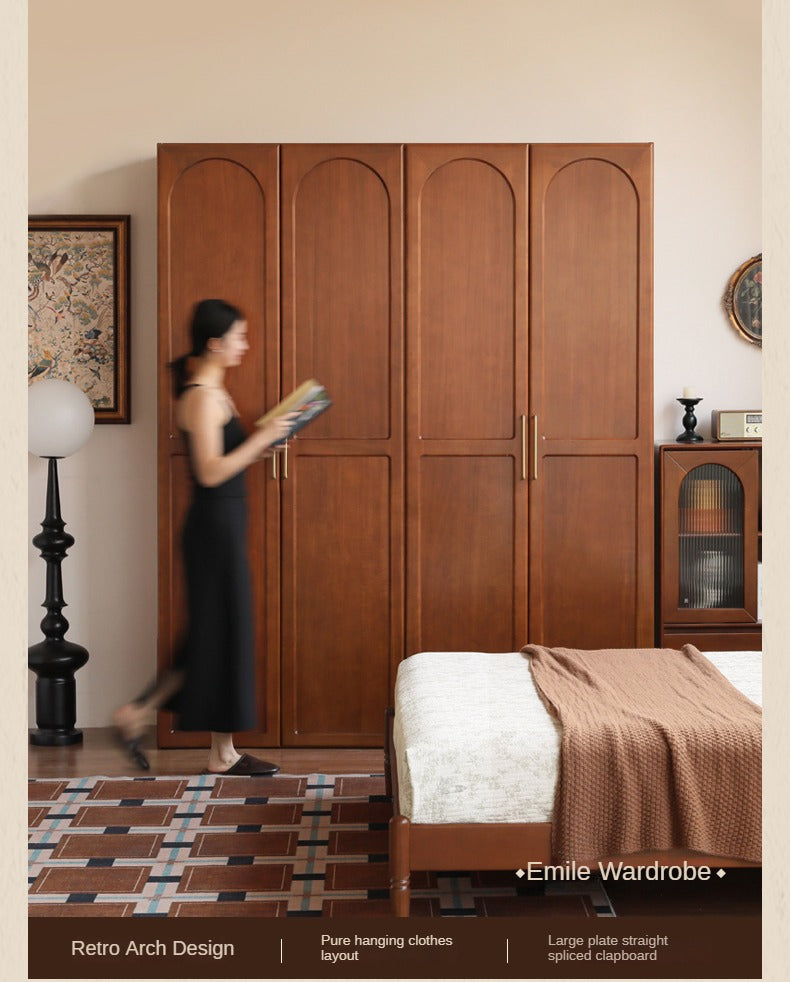 Poplar Solid Wood Double Door Wardrobe