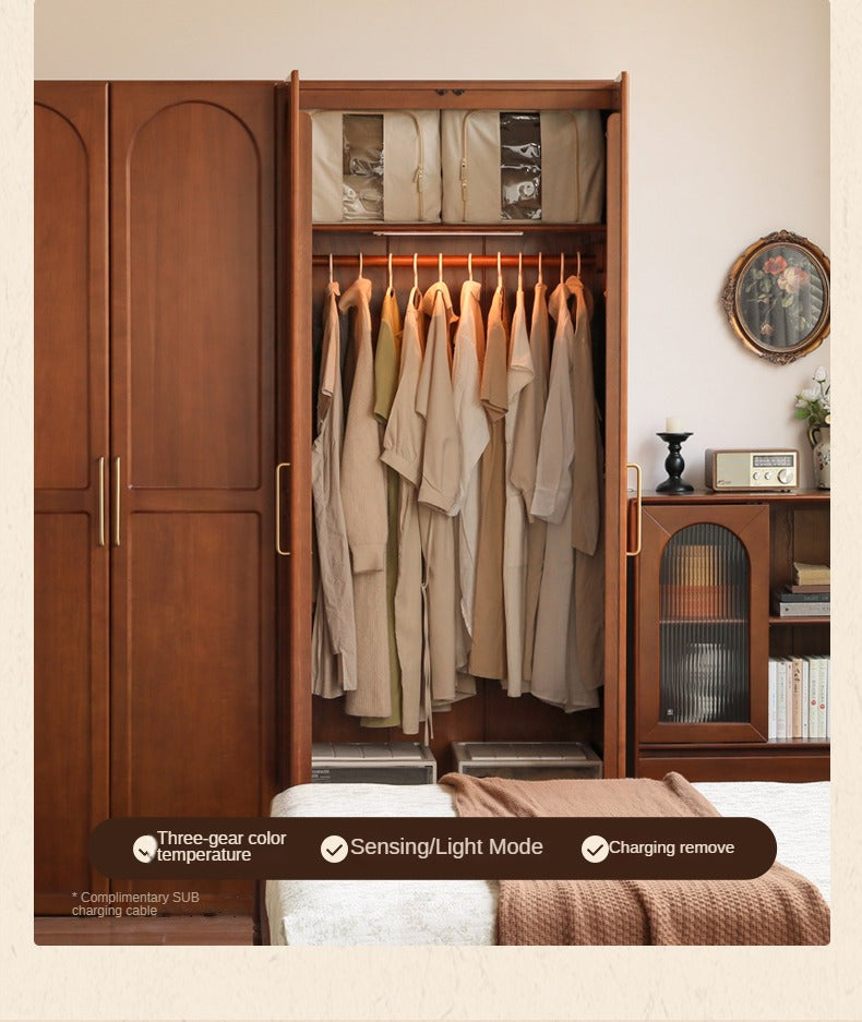 Poplar Solid Wood Double Door Wardrobe