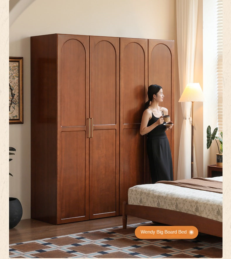 Poplar Solid Wood Double Door Wardrobe