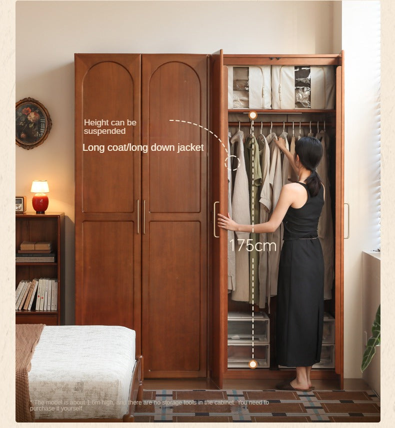 Poplar Solid Wood Double Door Wardrobe