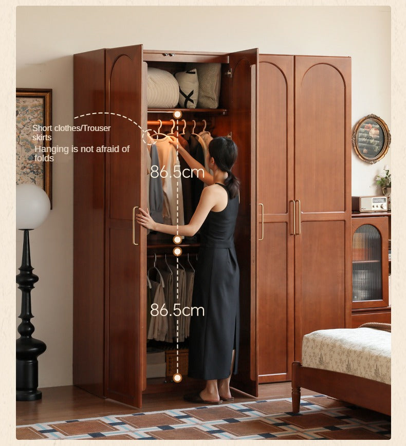 Poplar Solid Wood Double Door Wardrobe