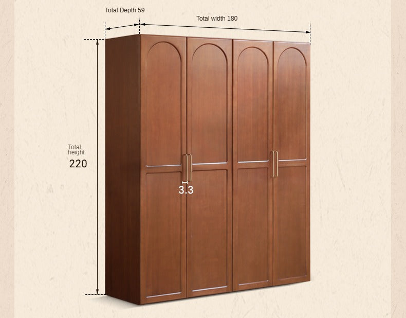 Poplar Solid Wood Double Door Wardrobe