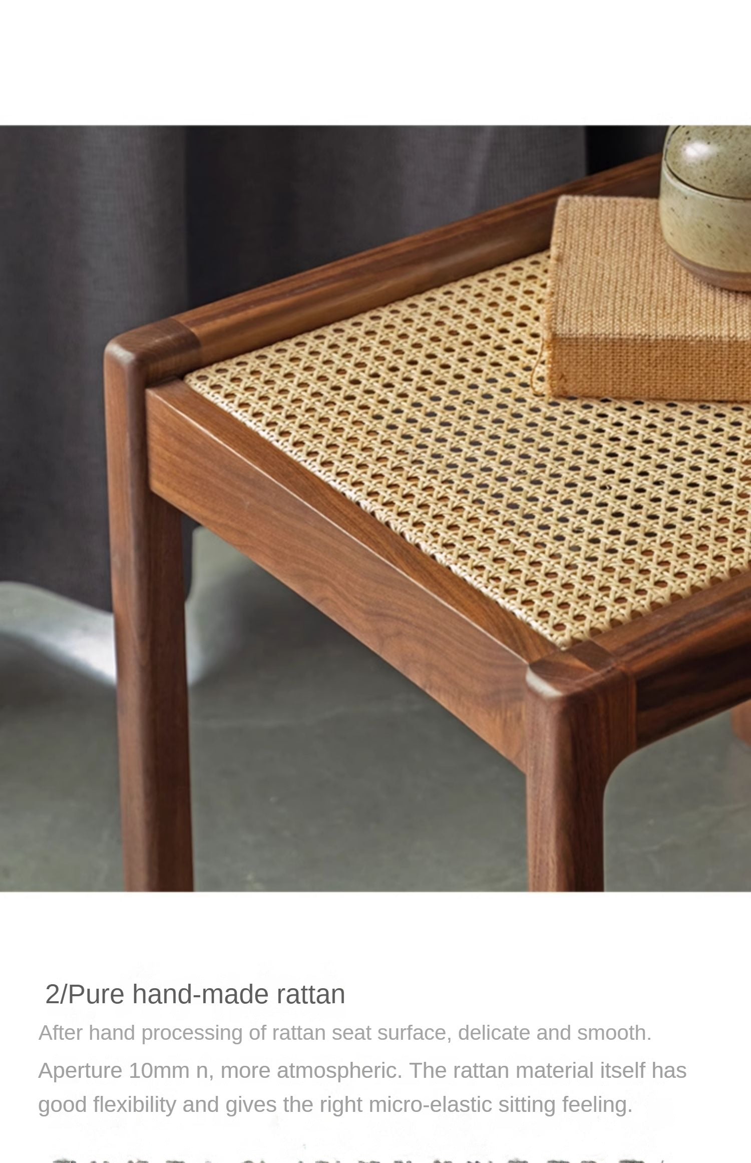 Black Walnut Solid Wood Square Stool Bench