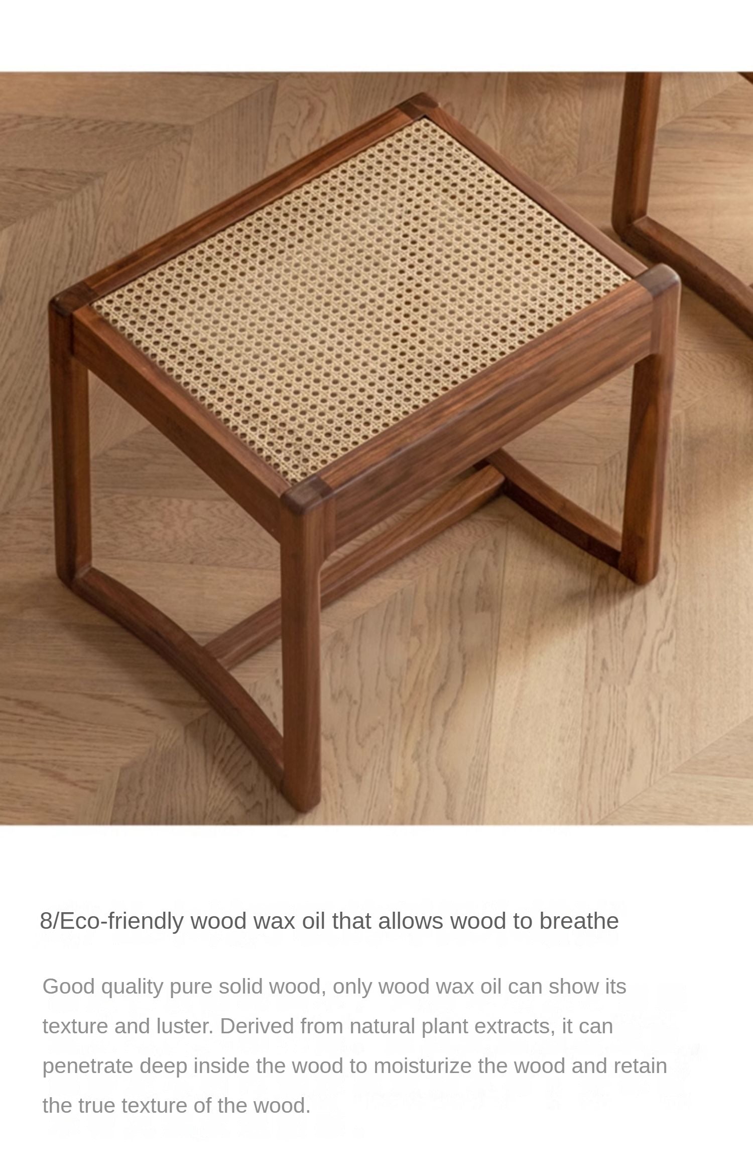 Black walnut solid wood square stool bench