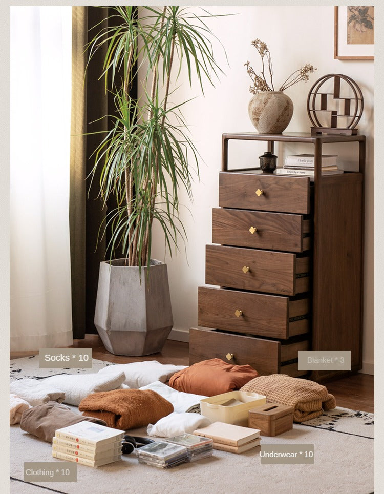 Black Walnut, Oak Solid Wood Storage Cabinet