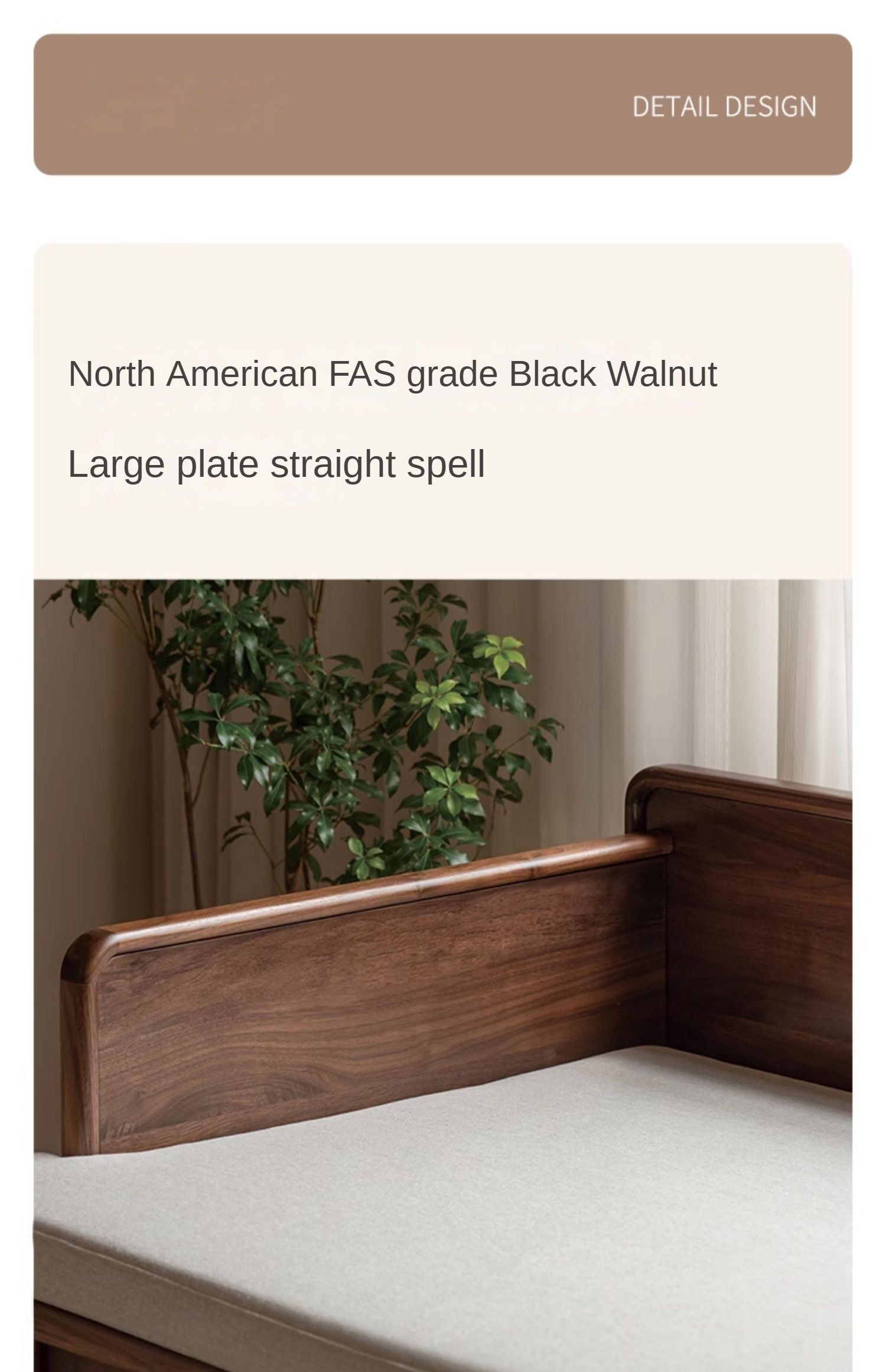 Black Walnut, Oak solid wood Bed New Chinese Style