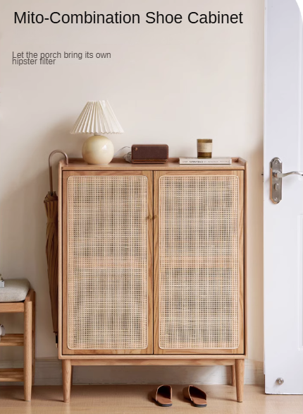 Oak, Black Walnut, Cherry Solid Wood Shoe Cabinet