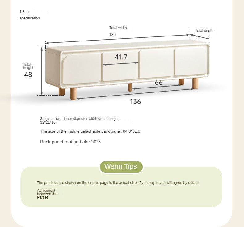 Poplar Solid Wood TV Cabinet with Drawers