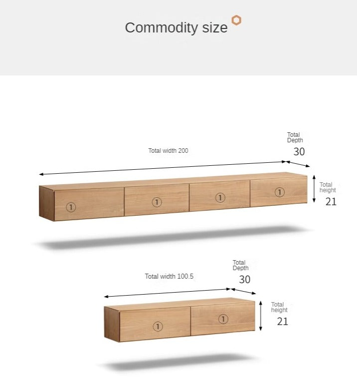 Poplar, Oak Solid Wood TV Cabinet Minimalist Light Suspended