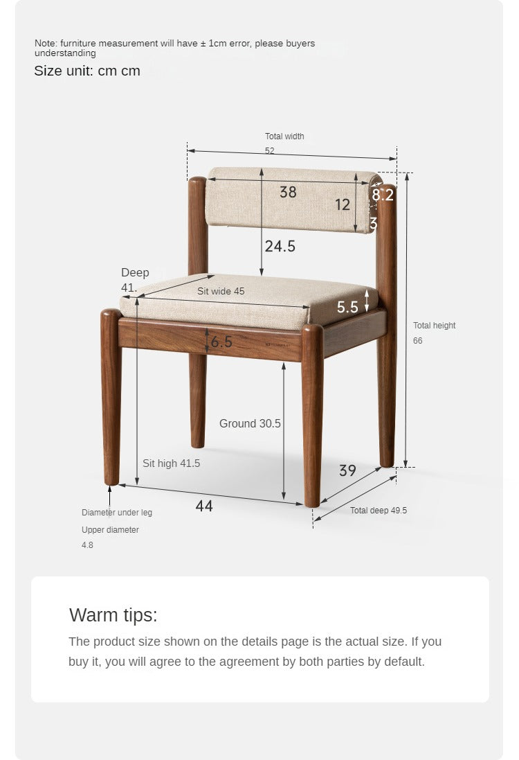 Black Walnut, Oak Solid Wood Soft Padded Low Back Chair