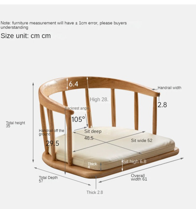 Oak Solid Wood Tea Low Circle Floor Chair Modern