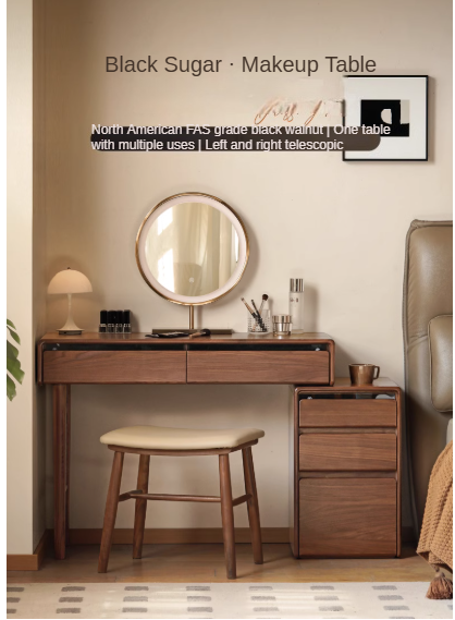 Black walnut, Oak solid wood retractable dressing table: