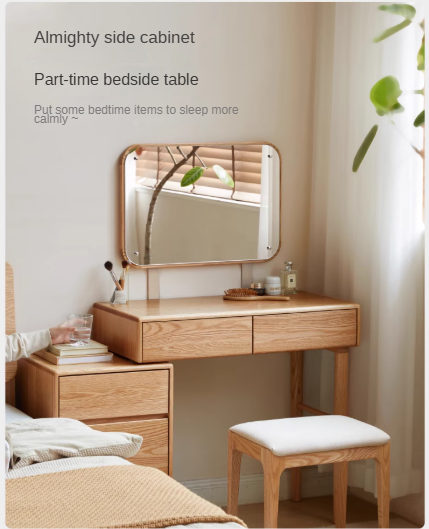 Oak solid wood retractable dressing table modern