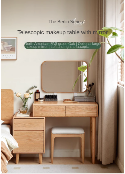 Oak solid wood retractable dressing table modern