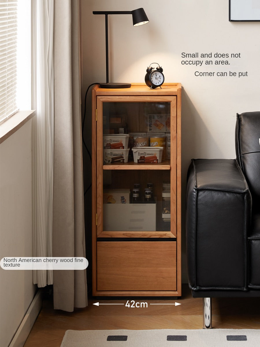 Cherry Solid Wood Display Side Cabinet Modern