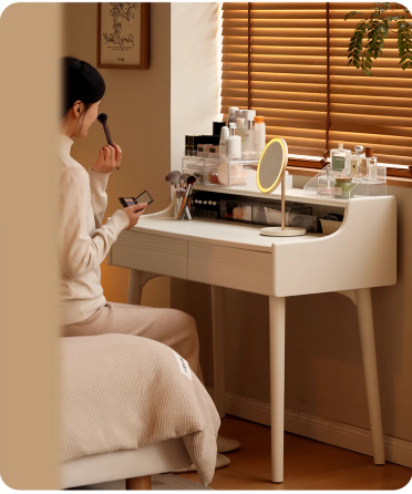 Poplar Solid Wood Dressing Table,computer desk Cream Style