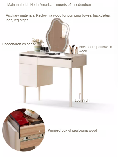 Poplar Solid Wood Dressing Table Warm White