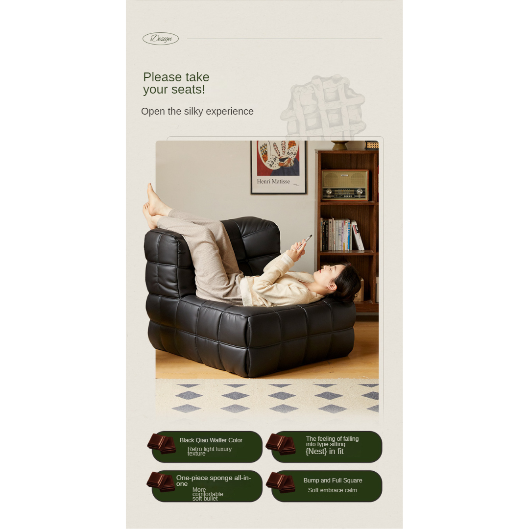 Ecological cloud leather lazy chair medieval style