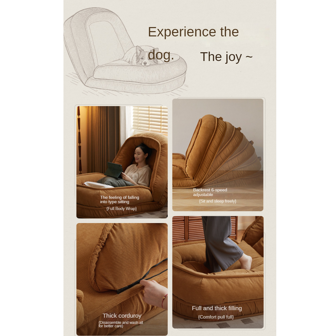 Fabric  lazy sofa Adjustable Floor – 6 Recline Positions
