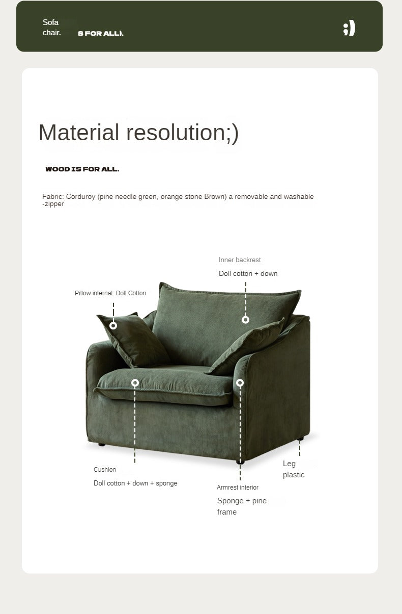 Fabric Sofa armChair corduroy