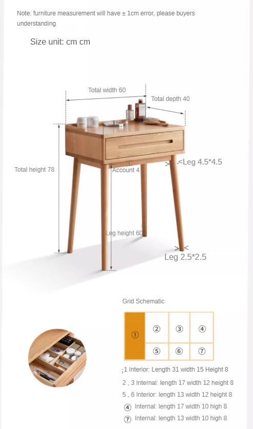 Oak Solid Wood Small Dressing Table.