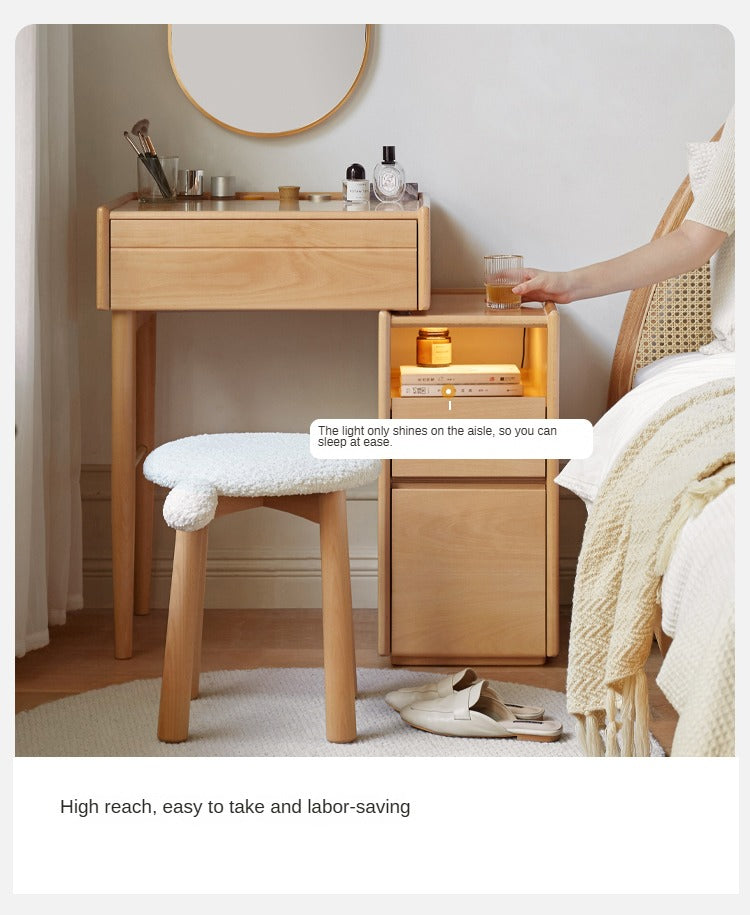 Beech solid wood Dressing table telescopic LED light