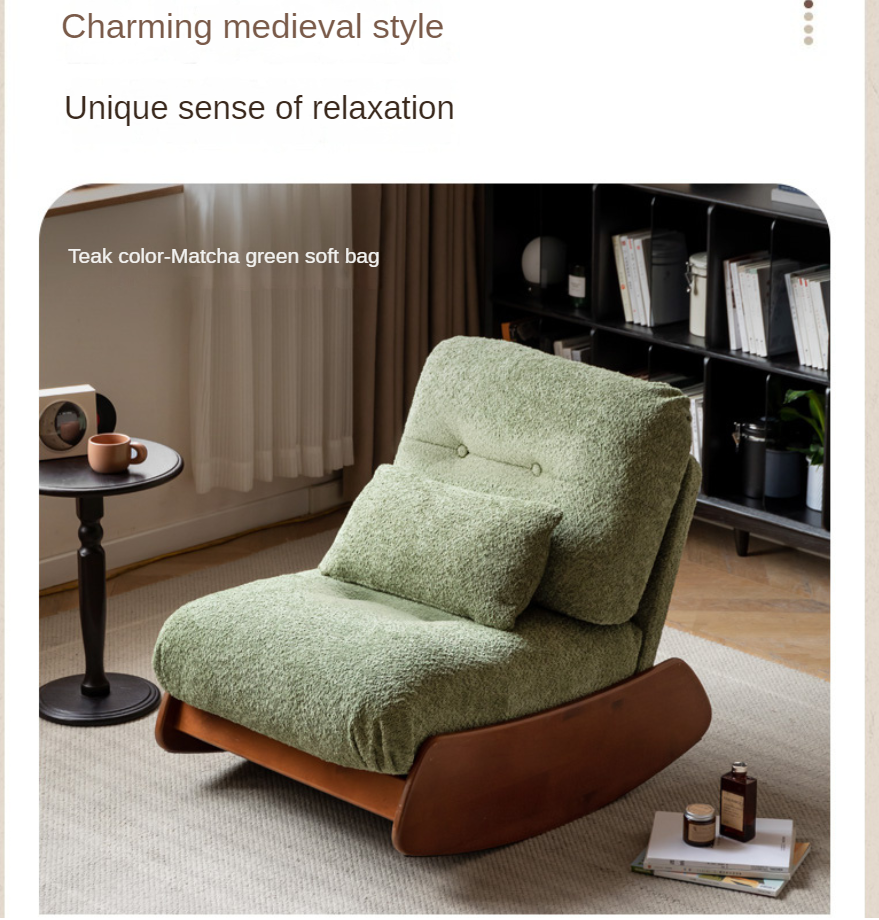 Beech, Oak Solid Wood Mid-Century Style Rocking Lounge Chair