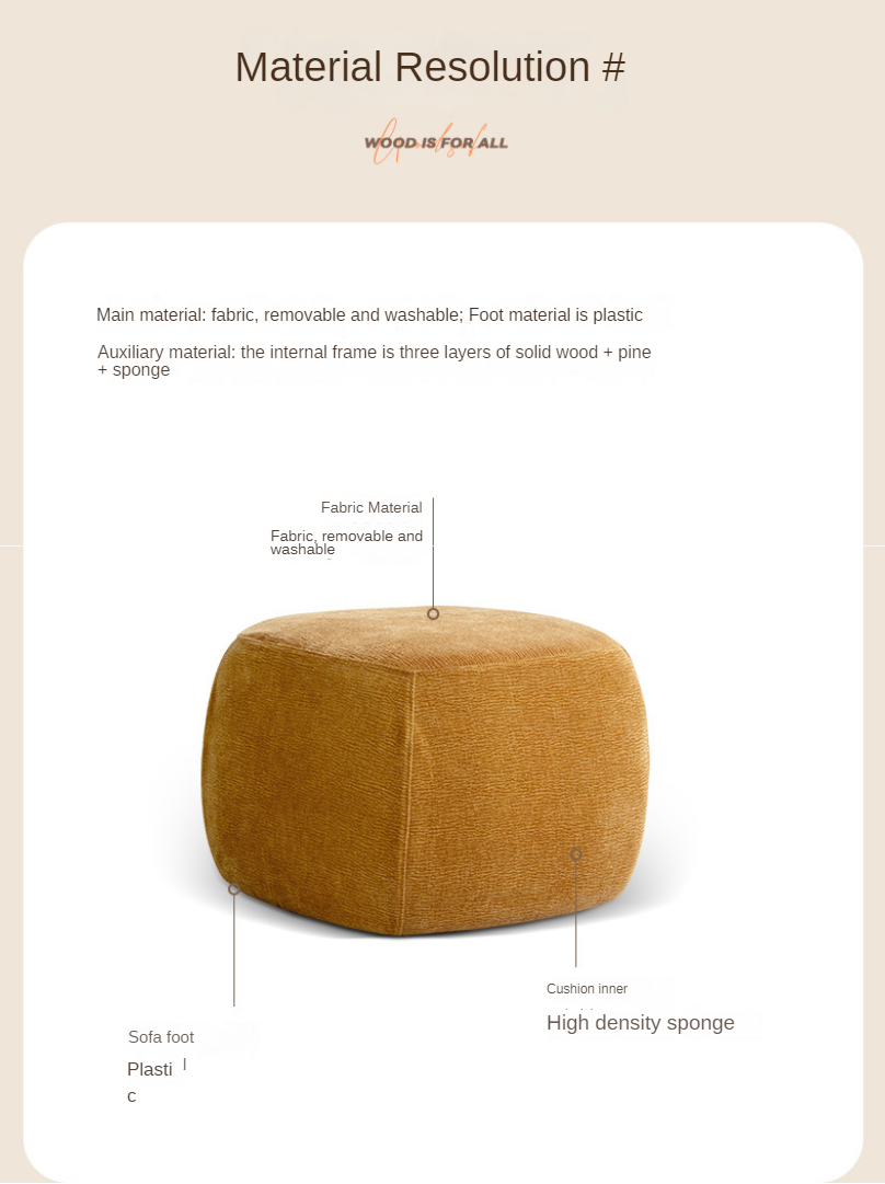 Modern fabric pouf, sofa stool and footrest