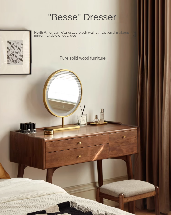 Black Walnut, Ash solid wood Dressing table