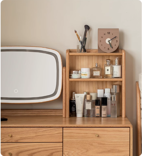 Oak solid wood Dressing table lighted makeup mirror: