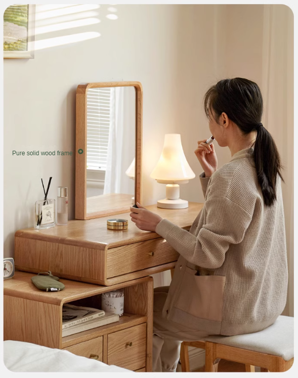 Oak solid wood Telescopic Dressing table cabinet: