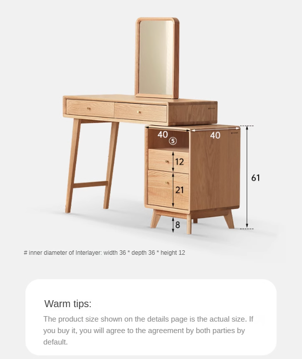 Oak solid wood Telescopic Dressing table cabinet: