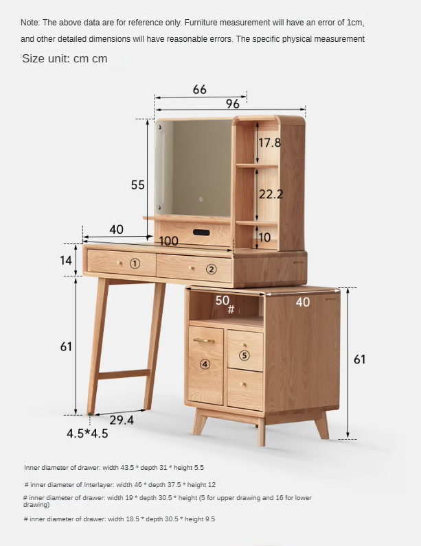 Oak solid wood Dressing table telescopic