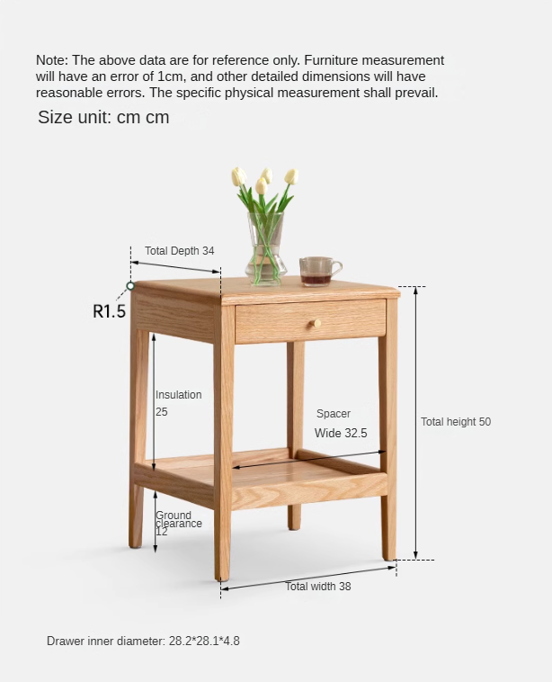 Oak, Black walnut solid wood Nightstand, side table.