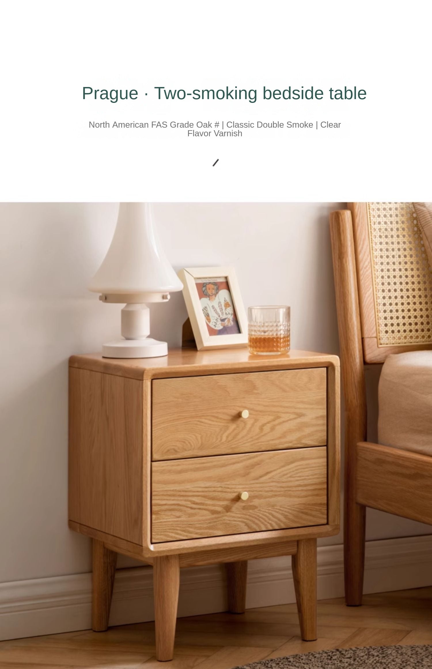 Beech, Oak solid wood Nightstand: